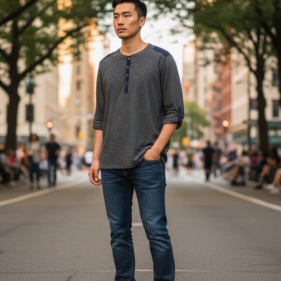 Calvin Klein Jeans Mens Medium Henley Shirt 41S2711 Heathered Gray NWT NEW Top - Picture 14 of 14